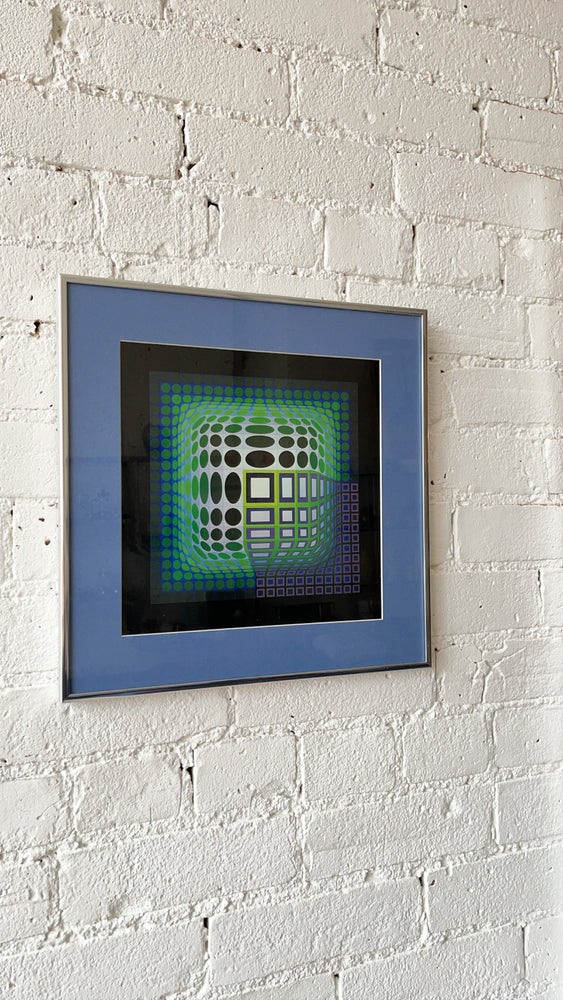 Vintage Victor Vasarely Op Art Print "Koska Kar"