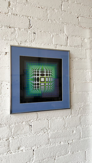 Vintage Victor Vasarely Op Art Print "Koska Kar"