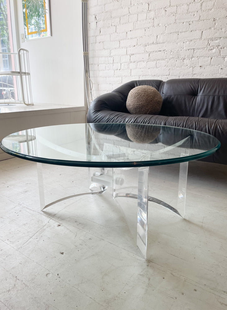 Vintage Lucite and Glass Coffee Table