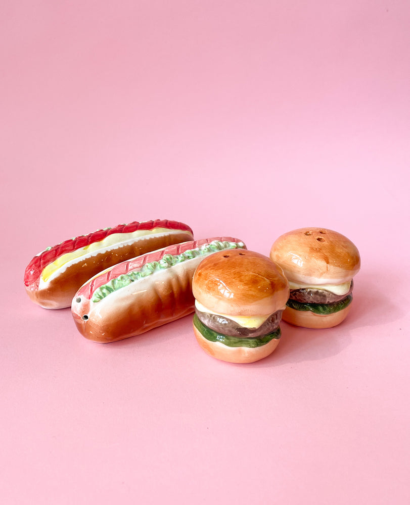 Vintage Hamburger and HotDog Salt & Pepper Shakers