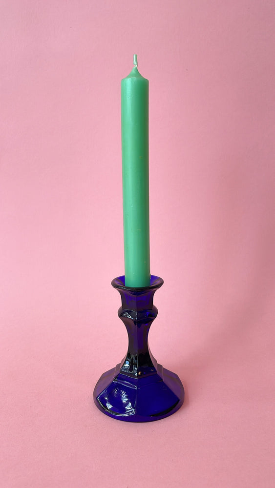 Vintage Cobalt Blue Glass Candle Holder