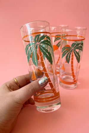 Vintage Palm Tree Collins Glasses