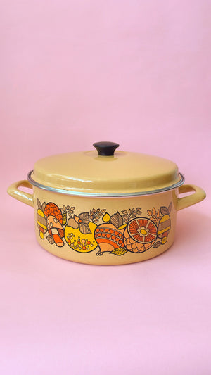 Vintage Enamel Mushroom Pot with Lid