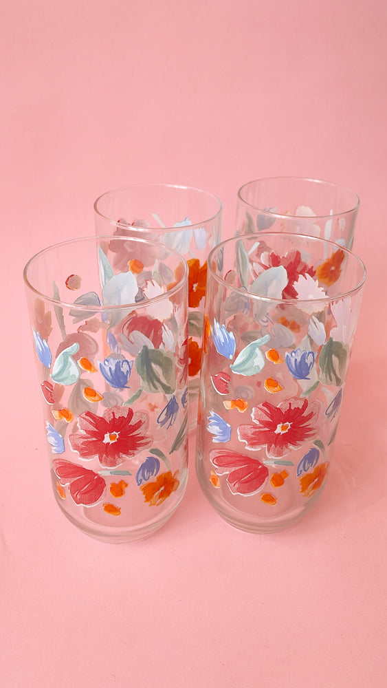 Vintage Anchor Hocking Floral Tumblers