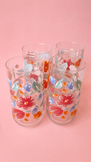 Vintage Anchor Hocking Floral Tumblers