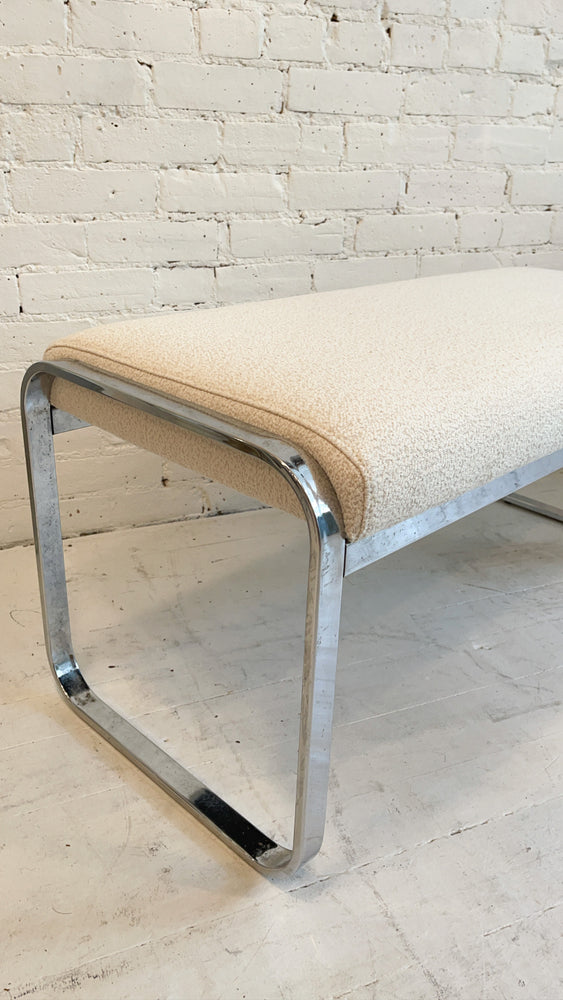 Vintage Boucle Bench with Chrome Legs