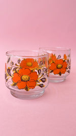 Vintage Retro Flower Juice Glasses