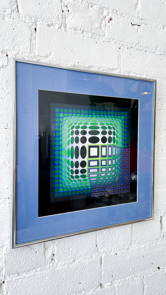 Vintage Victor Vasarely Op Art Print "OND-JG"