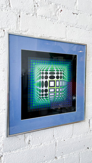 Vintage Victor Vasarely Op Art Print "OND-JG"