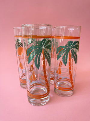 Vintage Palm Tree Collins Glasses