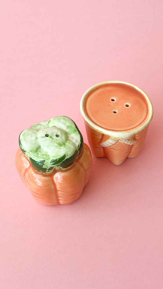 Vintage Stackable Carrot Salt and Pepper Shakers