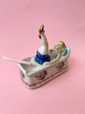 Vintage Ceramic Lady Ashtray with Waving Legs