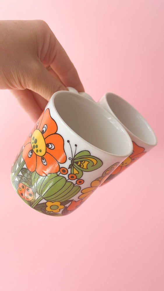 Vintage Flower Power Coffee Mugs