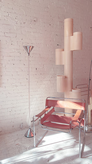 Vintage Chrome and Lucite Floor Halogen Lamp