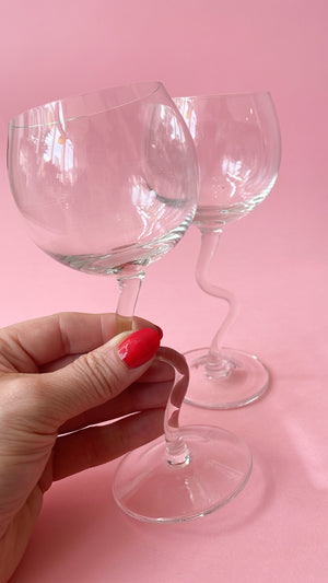 Vintage Zig Zag Wine Coupes