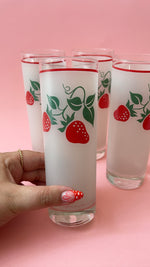 Vintage 80's Teleflora Frosted Strawberry Collins Glasses