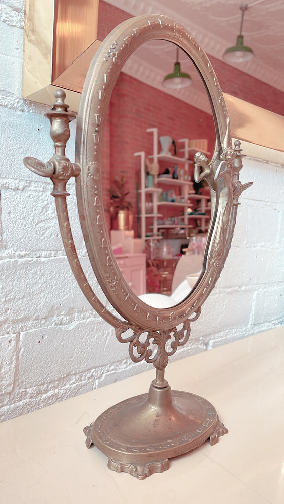 Vintage Art Nouveau Brass Mirror