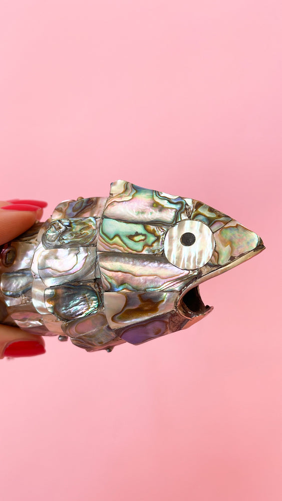 Vintage Los Castillo Abalone Articulated Fish Bottle Opener