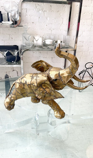 Vintage Luciano Bustamante Brass Elephant Sculpture