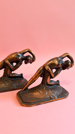 Vintage Art Deco Nouveau Nude Bookends