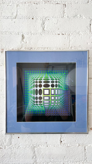 Vintage Victor Vasarely Op Art Print "OND-JG"