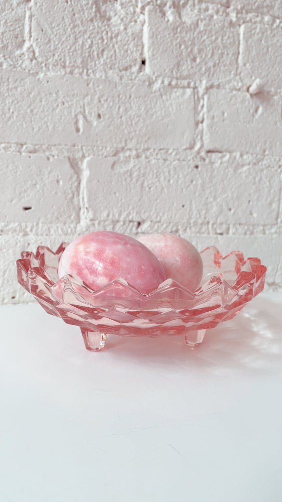 Vintage Depression Glass Dish With Feet