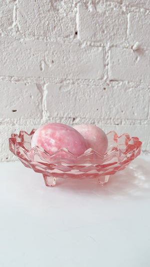 Vintage Depression Glass Dish With Feet