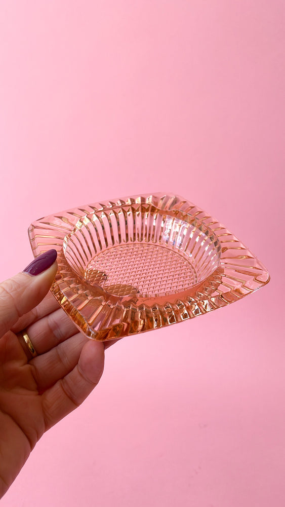 Vintage Pink Glass Ashtray