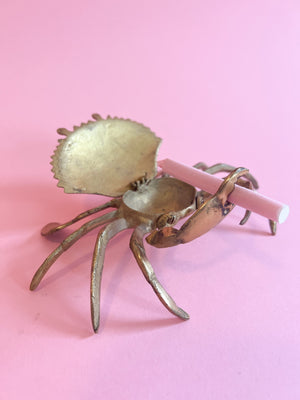 Vintage Brass Crab Ashtray