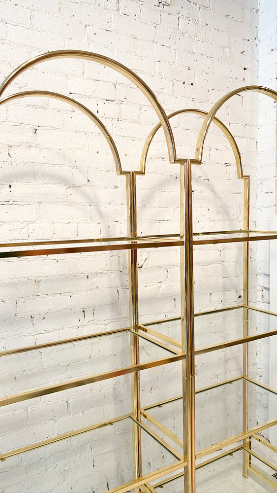 Vintage Art Deco Style Brass Shelving Unit