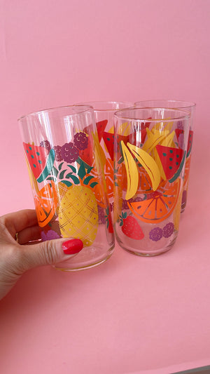 Vintage 80's Fruit Salad Glasses