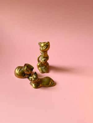 Tiny Brass Cats (Set of 3)