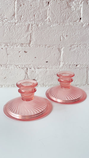Vintage Depression Glass Candleholders