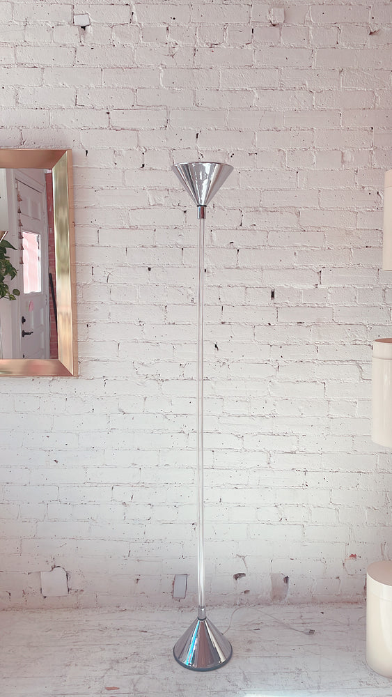 Vintage Chrome and Lucite Floor Halogen Lamp