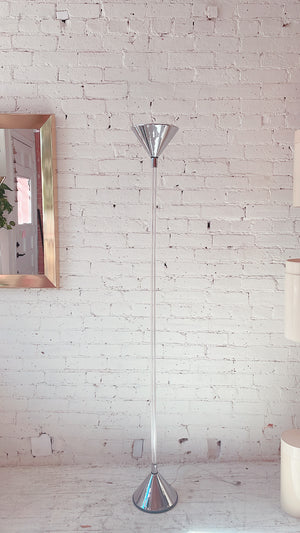 Vintage Chrome and Lucite Floor Halogen Lamp