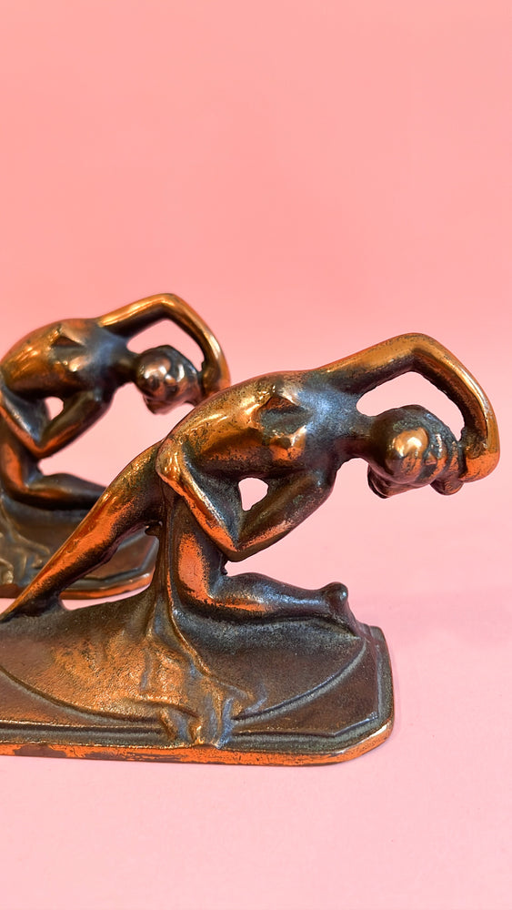 Vintage Art Deco Nouveau Nude Bookends