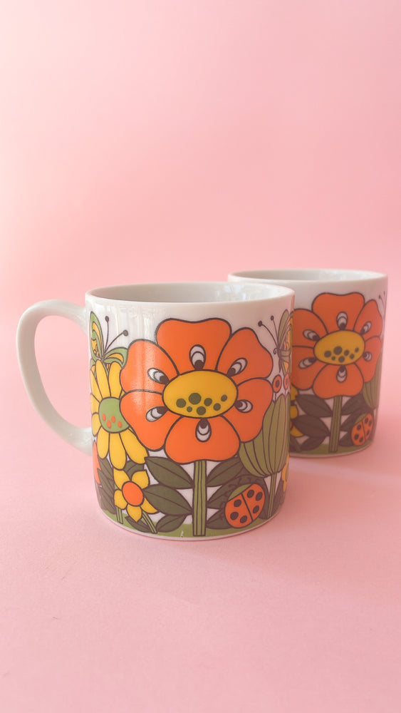 Vintage Flower Power Coffee Mugs