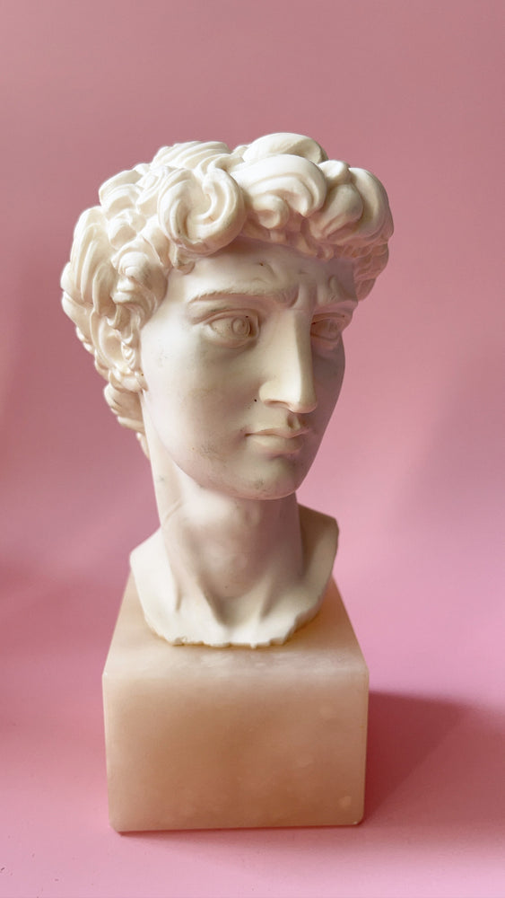 Vintage A. Giannelli Alabaster David Bust on Marble Base