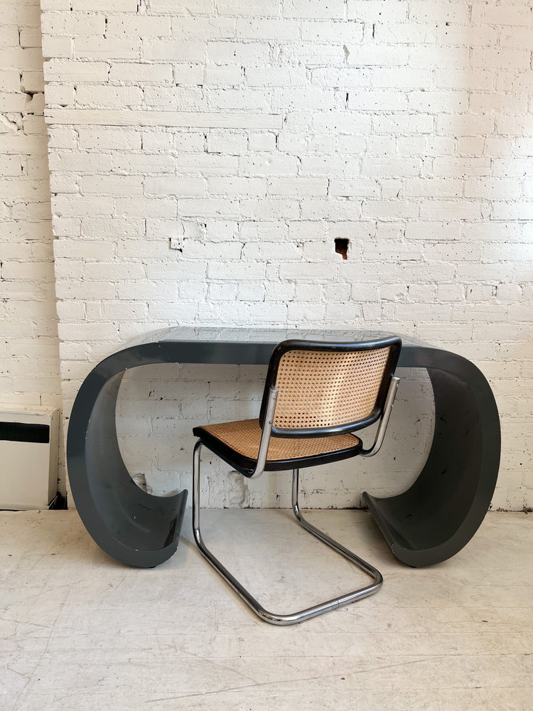 Vintage 80's Laminate Waterfall Desk/Console with Glass Top