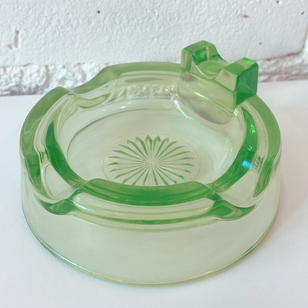 Vintage 1930s Green Depression Glass Ashtray With Matchbook hotsell Holder