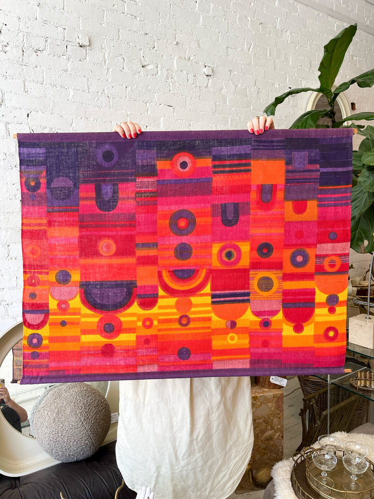 Bright Mid Century Linen Wall Hanging