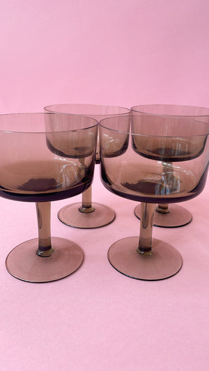 Vintage Smoked Glass Coupes