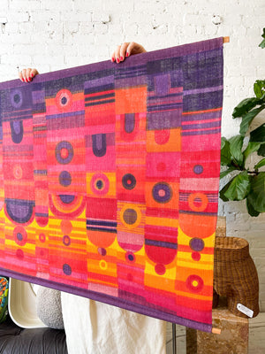 Bright Mid Century Linen Wall Hanging