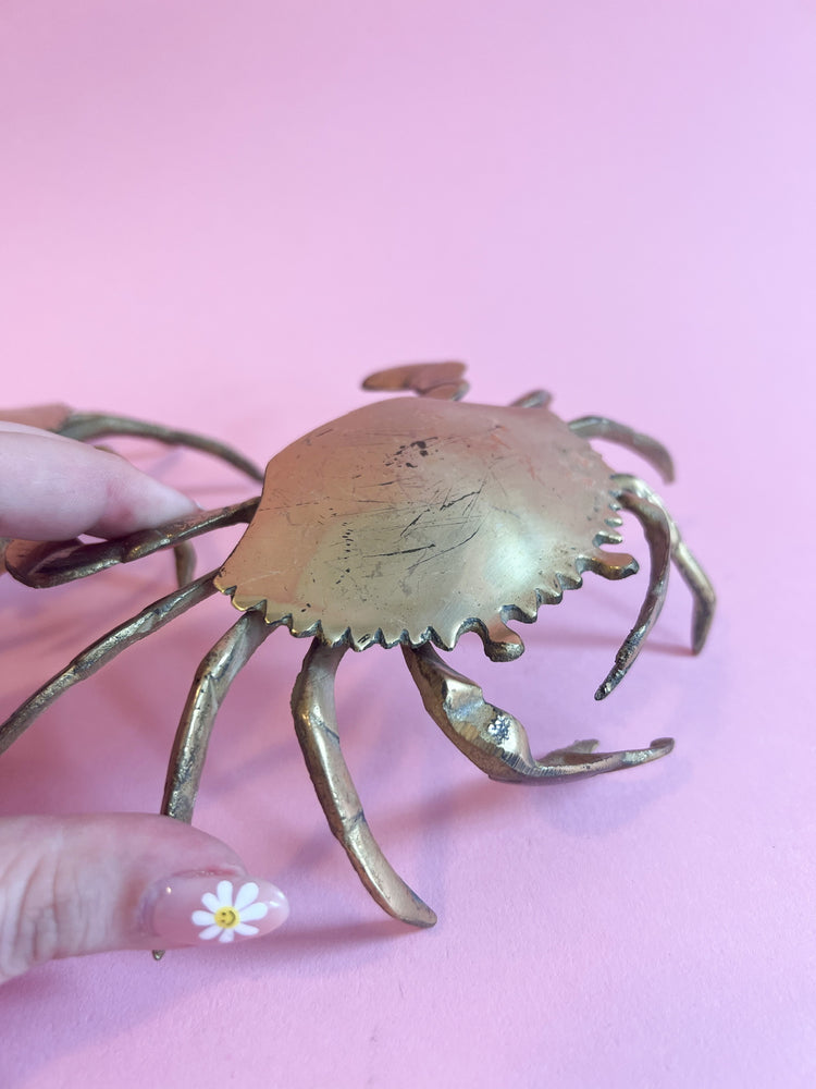 Vintage Brass Crab Ashtray