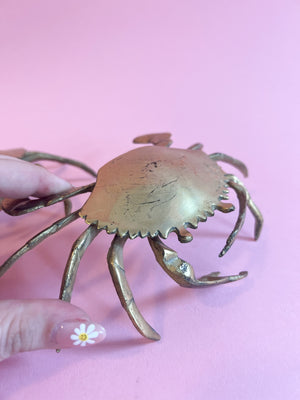 Vintage Brass Crab Ashtray