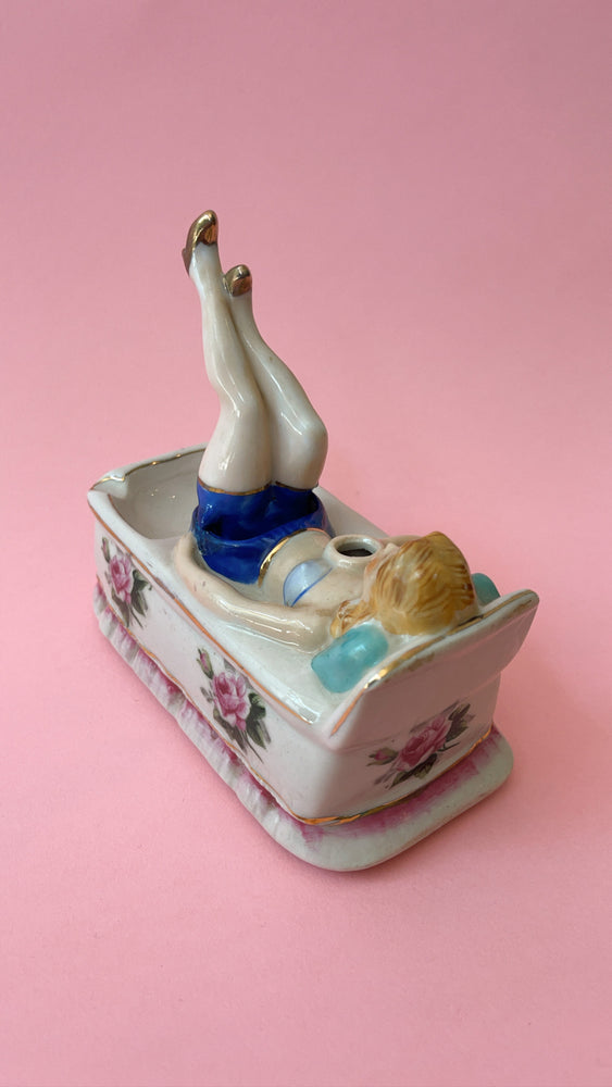 Vintage Ceramic Lady Ashtray with Waving Legs