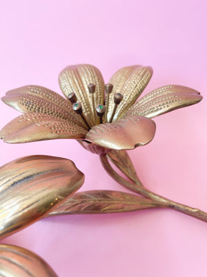 Vintage Brass Lotus Flower Ashtrays