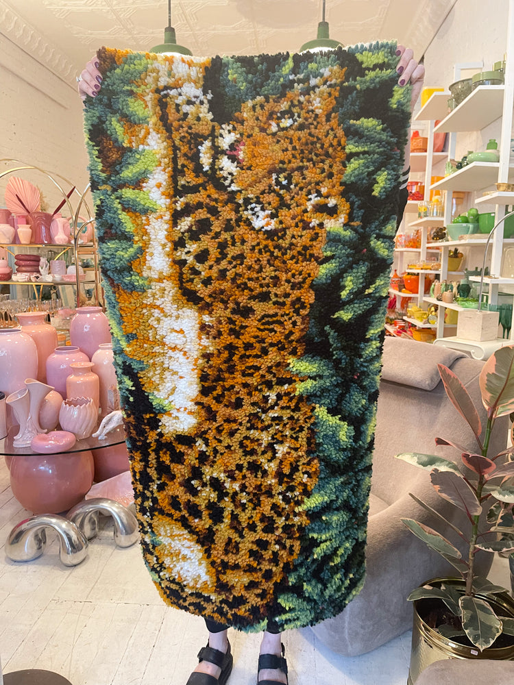 Vintage Leopard in the Jungle Hook Rug