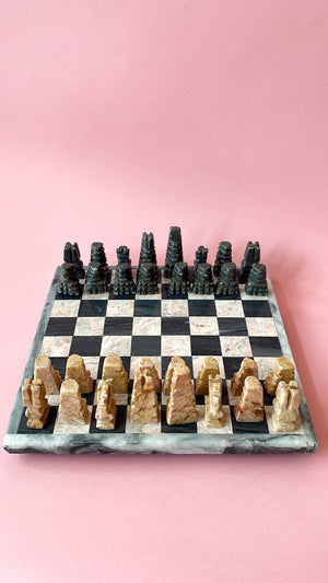 Vintage Aztec Mini Marble Chess Set