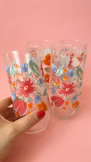 Vintage Anchor Hocking Floral Tumblers